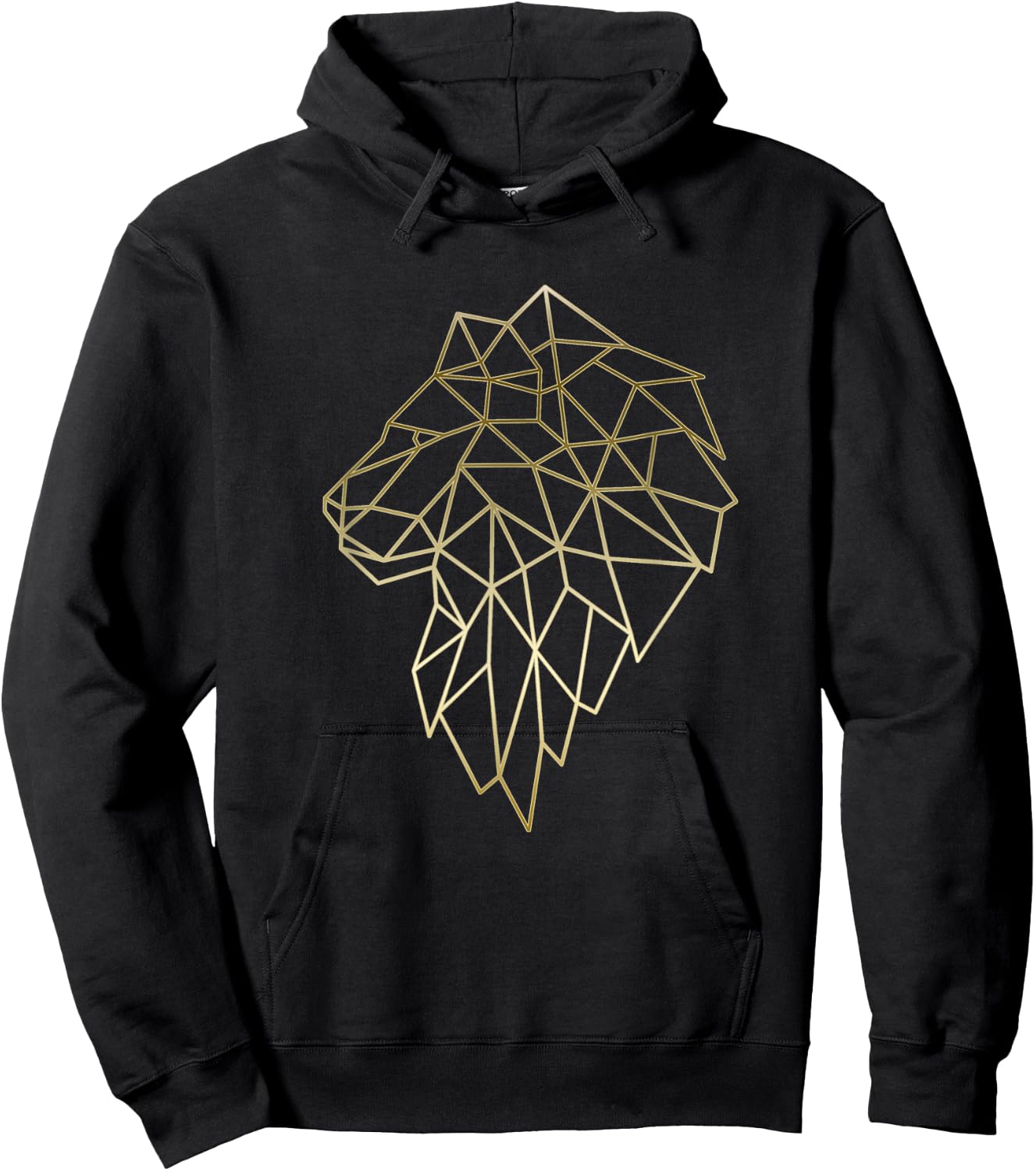 Lion Geometric abstract Gold Lion polygonal Hoodie - Hoodie | Black