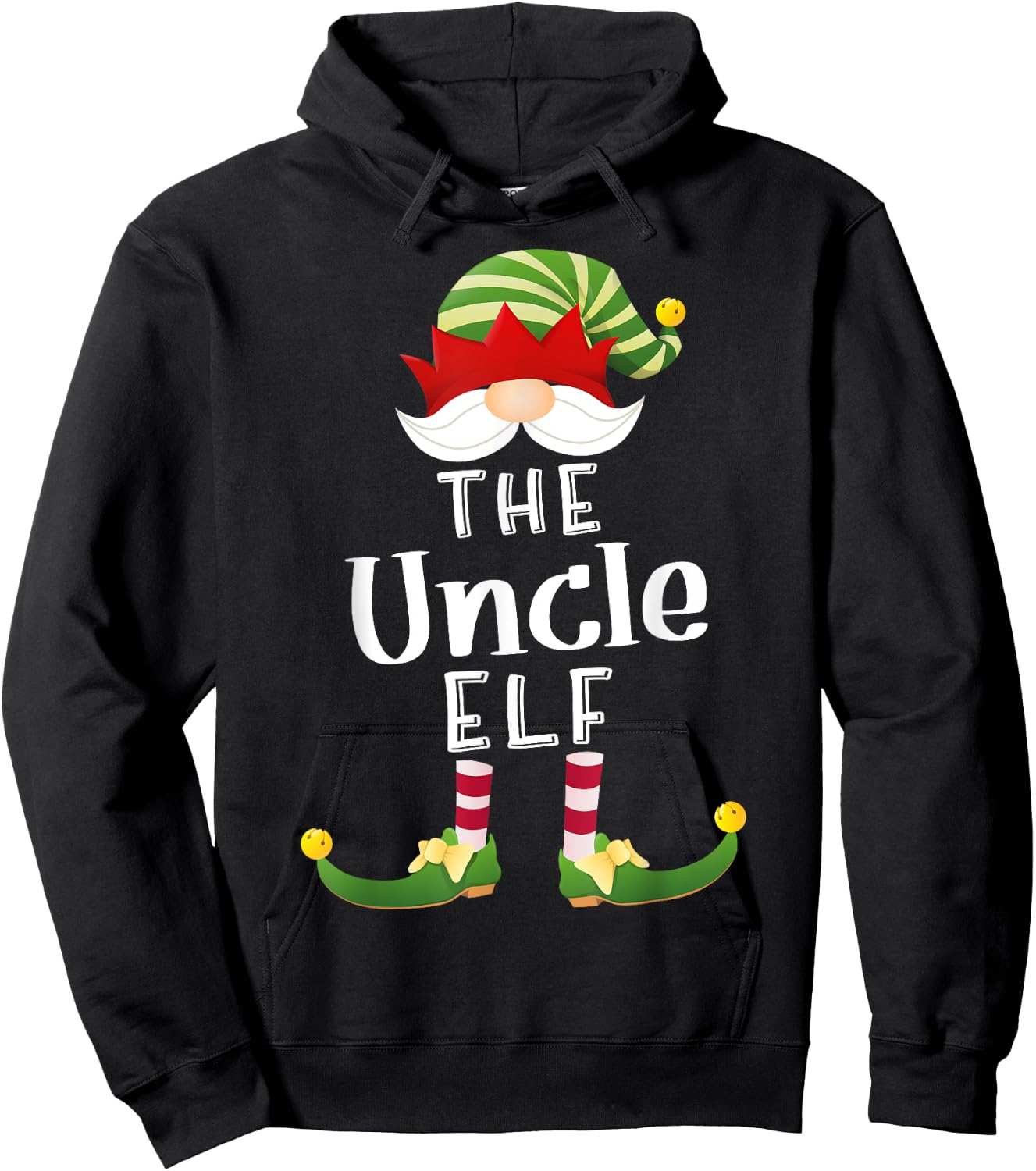 Uncle Elf Group Christmas Funny Pajama Party Hoodie - Hoodie | Black