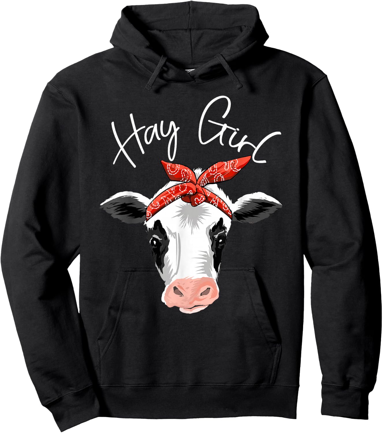 Hay Girl Farmer Funny Cattle Cow Farm Lovers Gift Women Kids Hoodie - Hoodie | Black