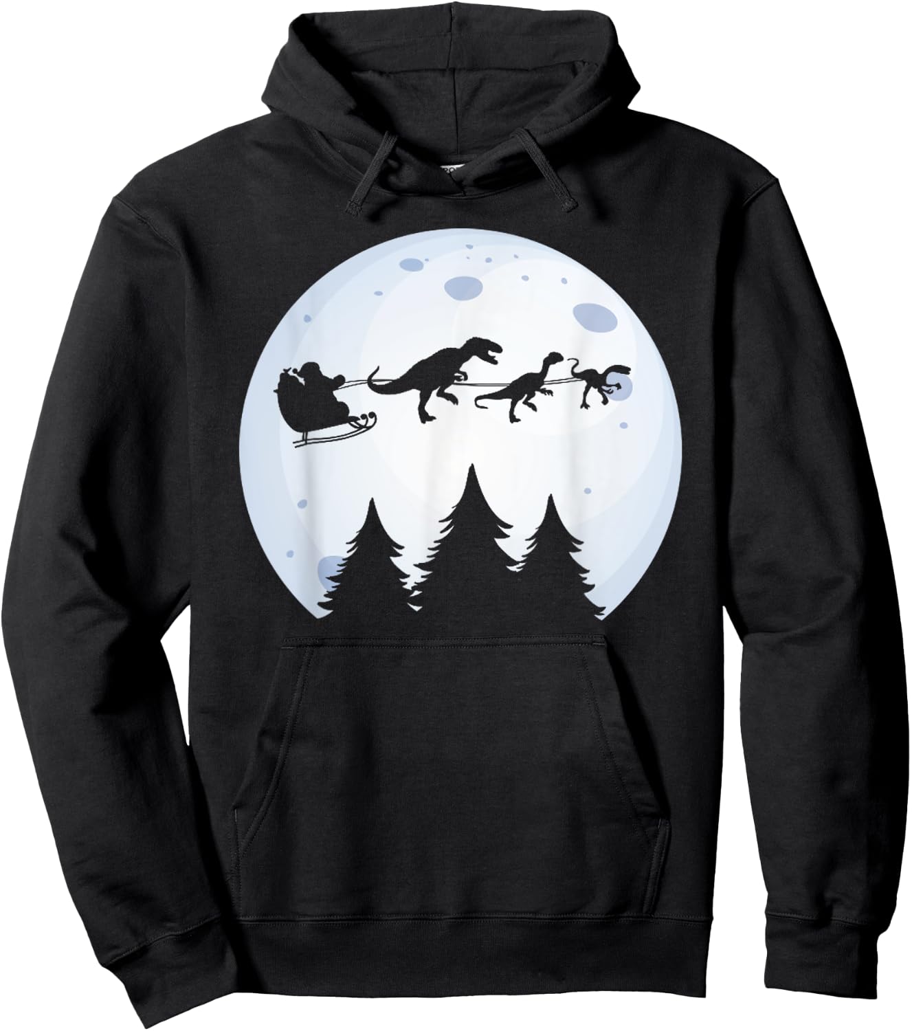 Christmas Dinosaur - Santa Claus Moon & Dinos for Boys Hoodie - Hoodie | Black
