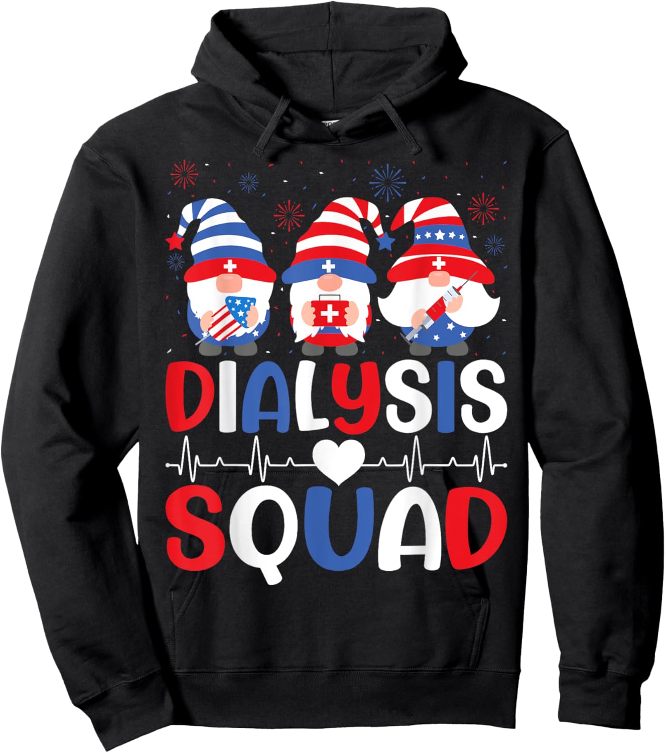 4th Of July Dialysis Squad Gnomes USA Patriotic Nurse Men Hoodie - Hoodie | Black