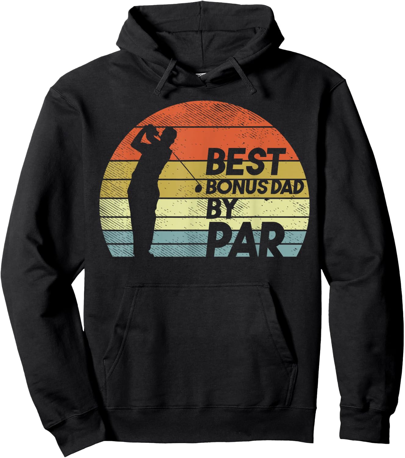 Best Bonus Dad Par Retro Golfing Golfer Step Dad Father Gift Hoodie - Hoodie | Black