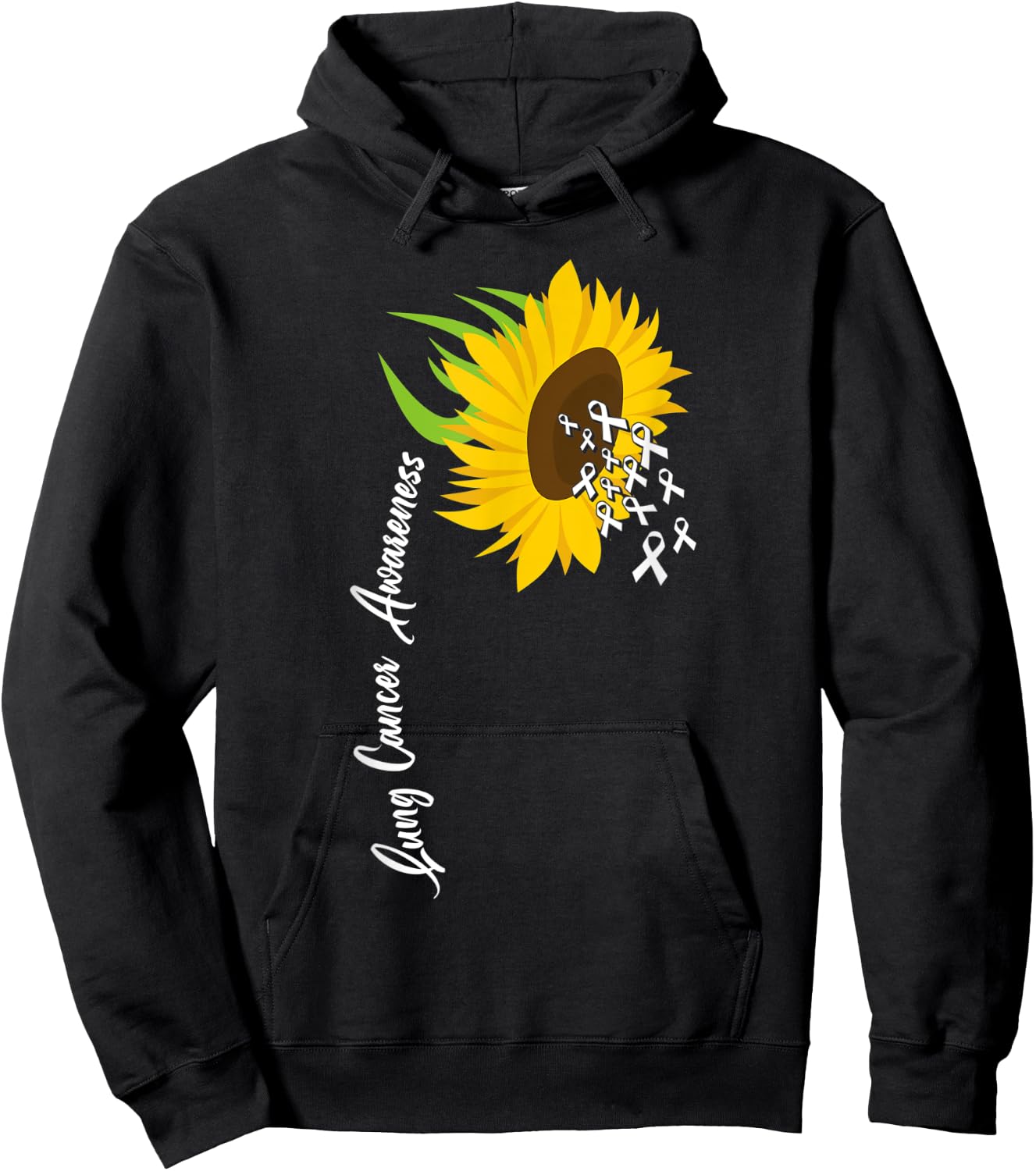 Awesome White Ribbon Support Lung Cancer Awareness Hoodie - Hoodie | Black