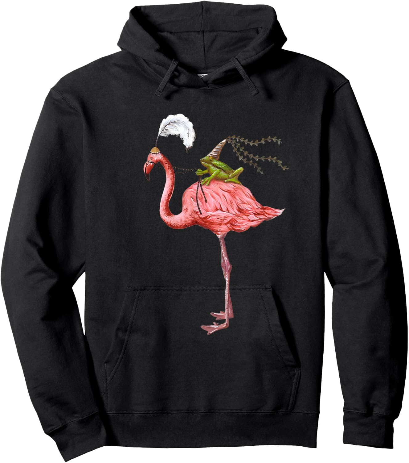 Frog and Flamingo Funny Frog and Flamingo Hoodie - Hoodie | Black