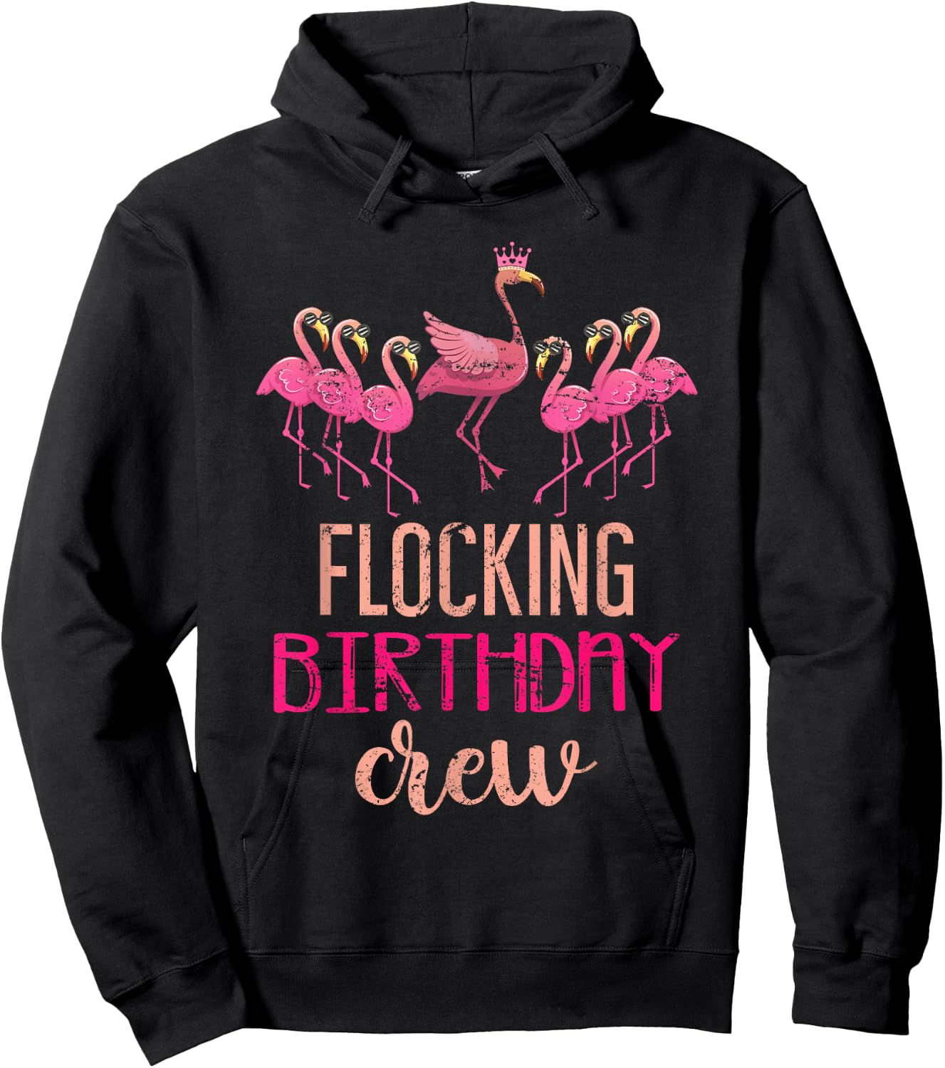 Flocking Birthday Crew Flamingo Hoodie - Hoodie | Black