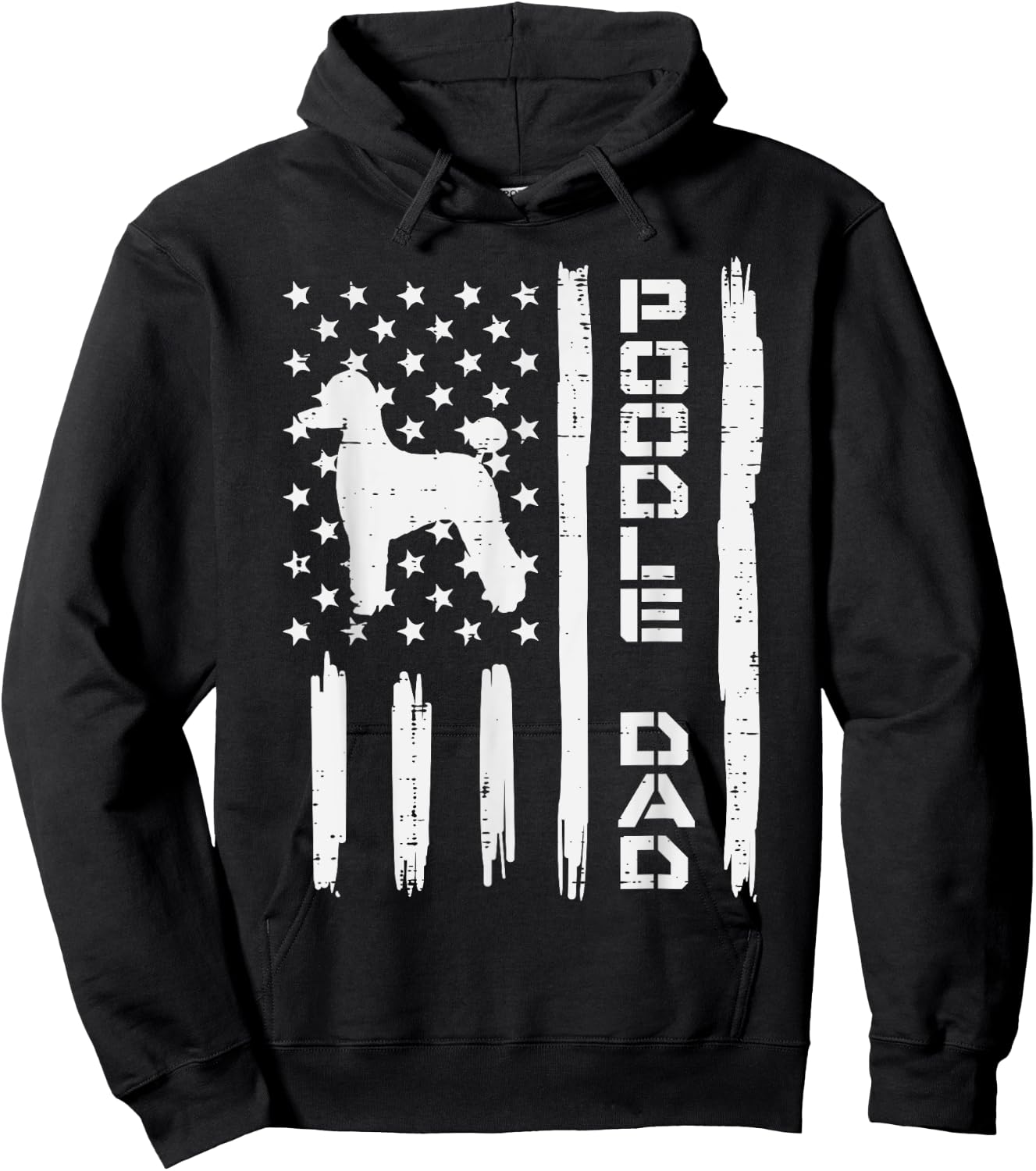 Poodle Dad US Flag Vintage Patriot Dog Lover Owner Men Gift Hoodie - Hoodie | Black
