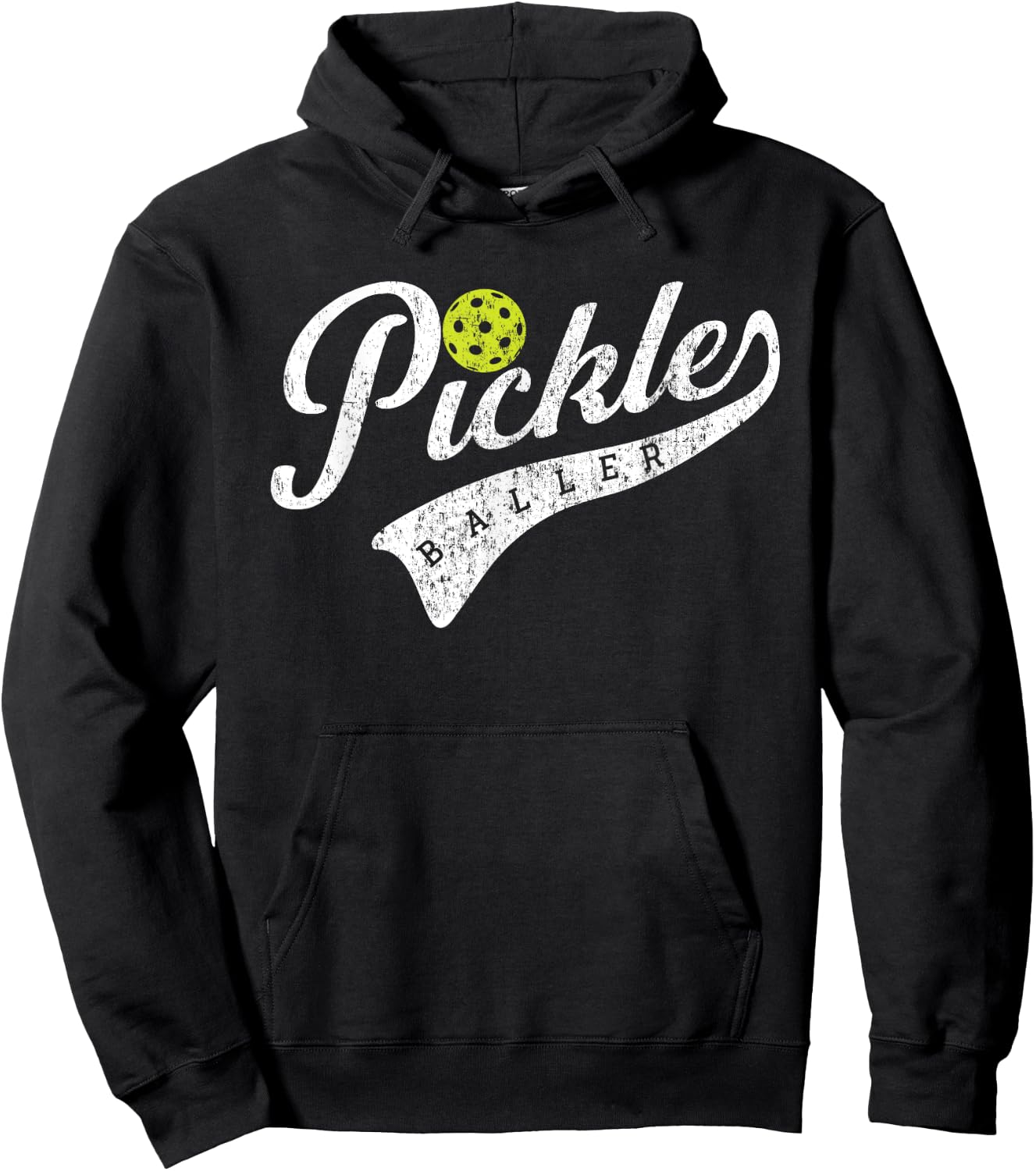 Pickle Baller, Cool Paddle Sports Pickleball Lover Vintage Hoodie - Hoodie | Black