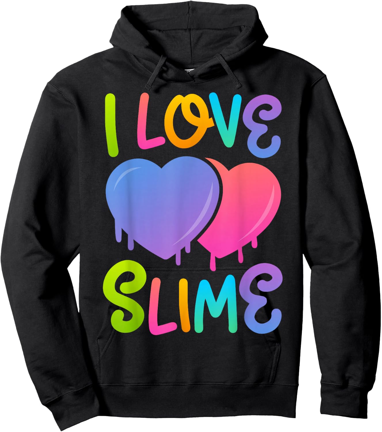 I Love Slime DIY Slime Lovers Kids Girls Boys Heart Rainbow Hoodie - Hoodie | Black