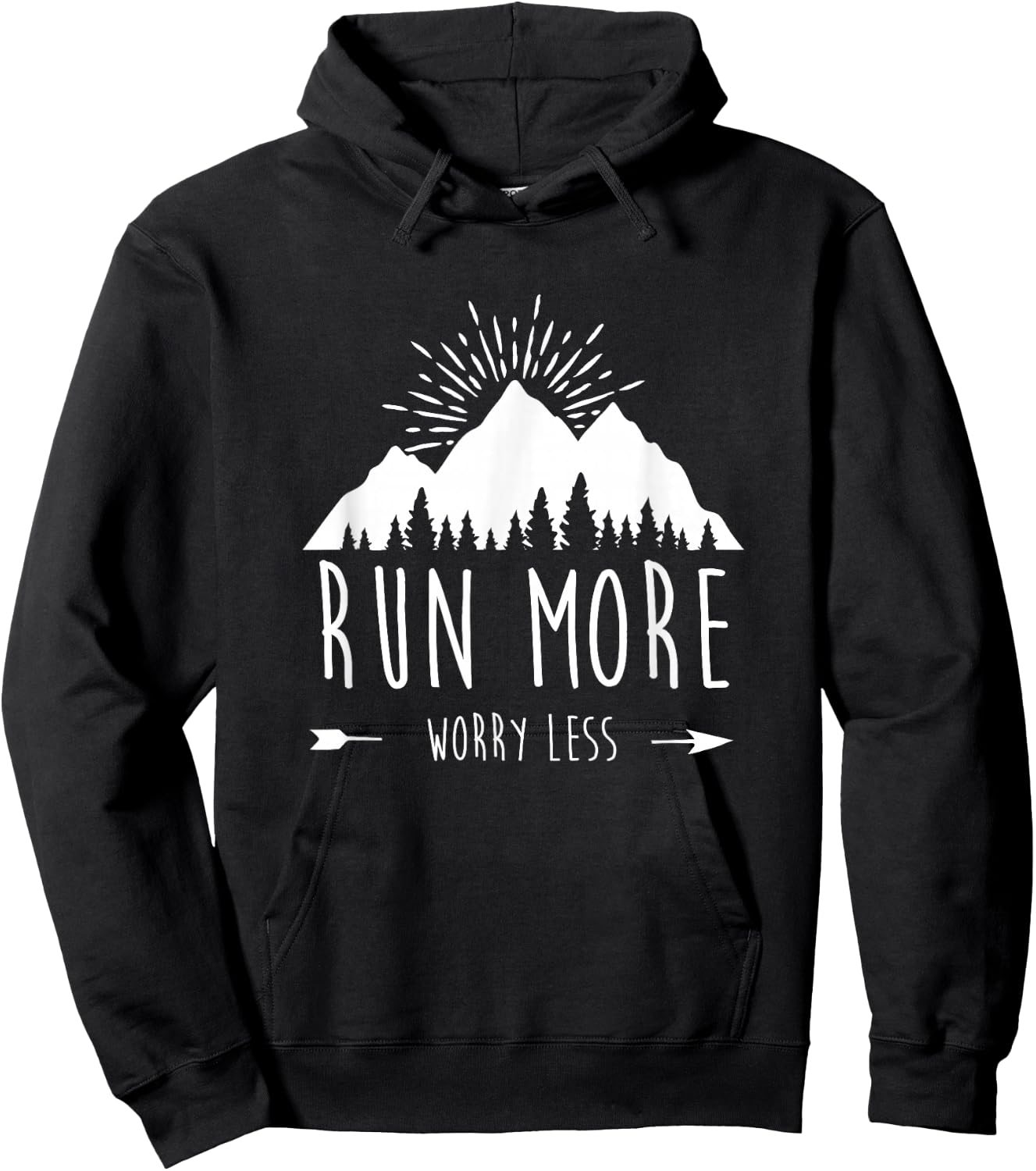 Run More Worry Less Vintage Nature Lovers Trail Running Hoodie - Hoodie | Black