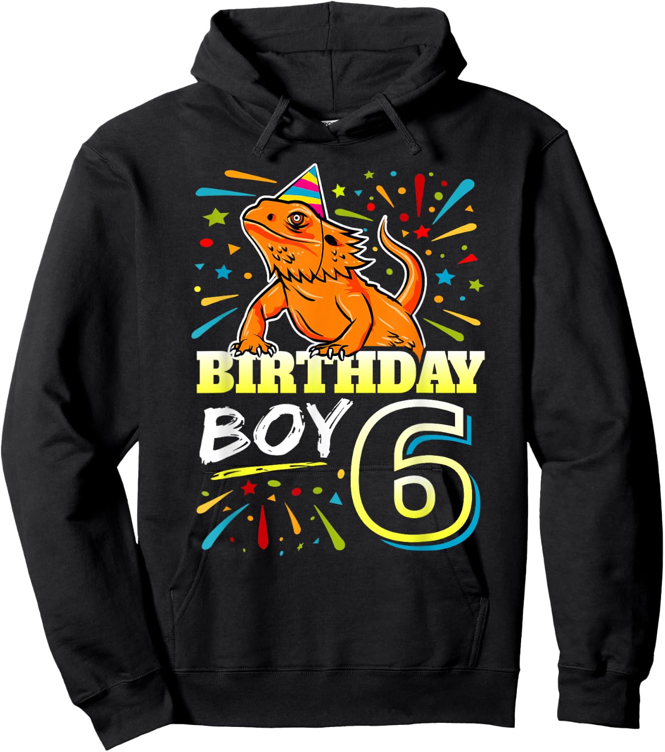 Bearded Dragon Lizard Kids 6th Birthday - 6 Year Old Boy Hoodie - Hoodie | Black