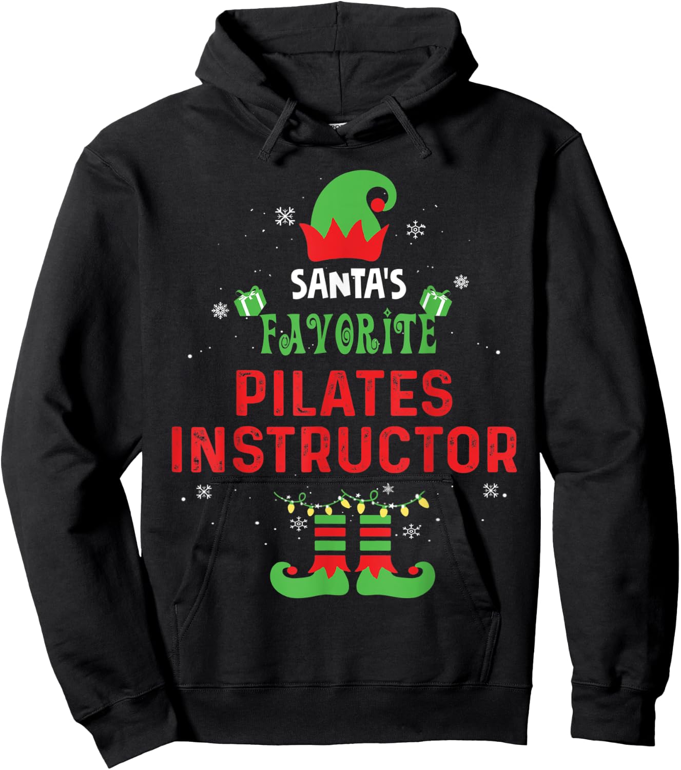 Santa's Favorite Pilates Instructor Christmas Xmas Gift Hoodie - Hoodie | Black