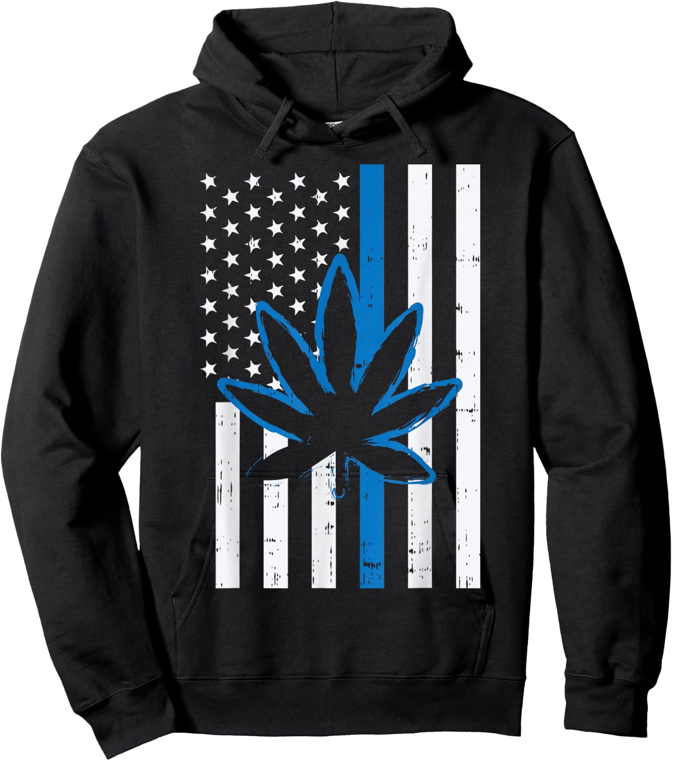 Weed Cannabis Flag Thin Blue Line Police Cop 420 Stoner Gift Hoodie - Hoodie | Black