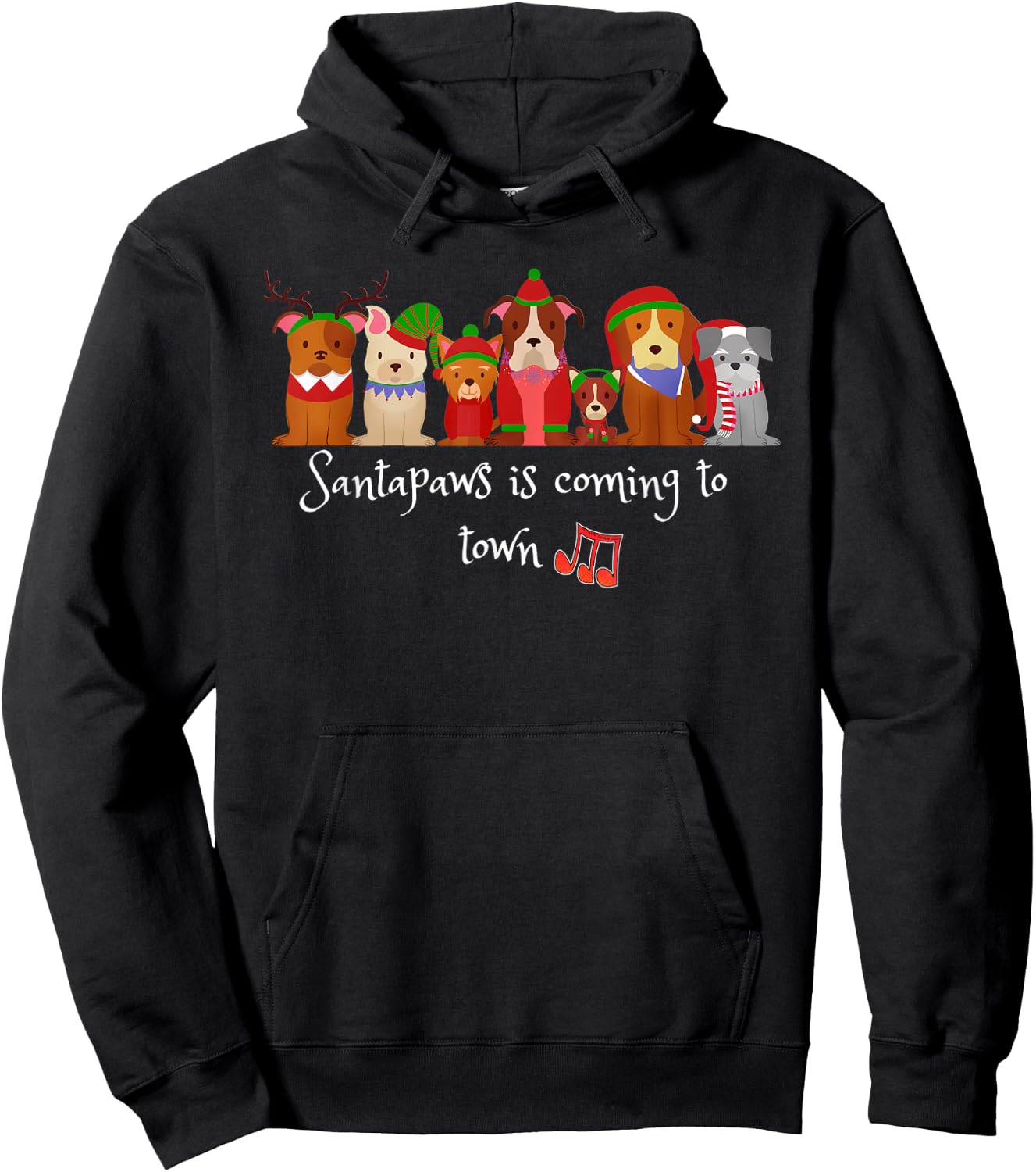 Santapaws Is Coming to Town Dog Lovers Christmas Men Women Kids Hoodie - Hoodie | Black
