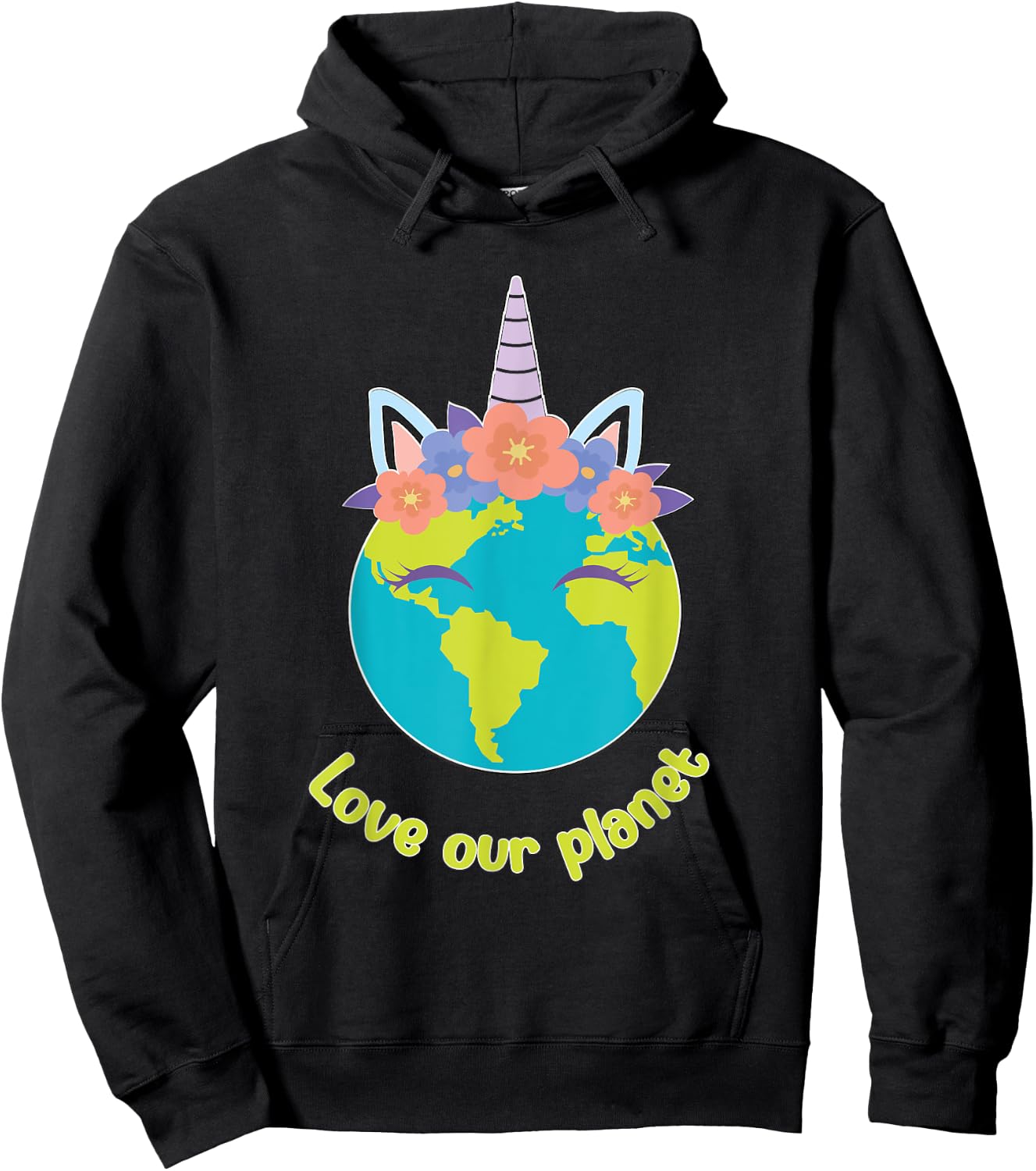 Boys Girl Earth Day 2025 Toddler Kids Unicorn Face Hoodie - Hoodie | Black
