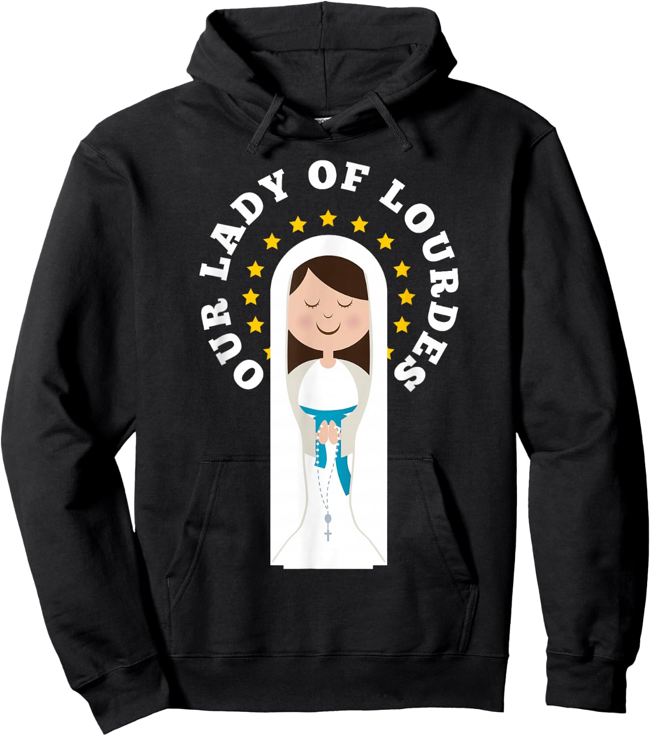 Our Lady Lourdes Immaculate Conception Mary Catholic Kids Hoodie - Hoodie | Black