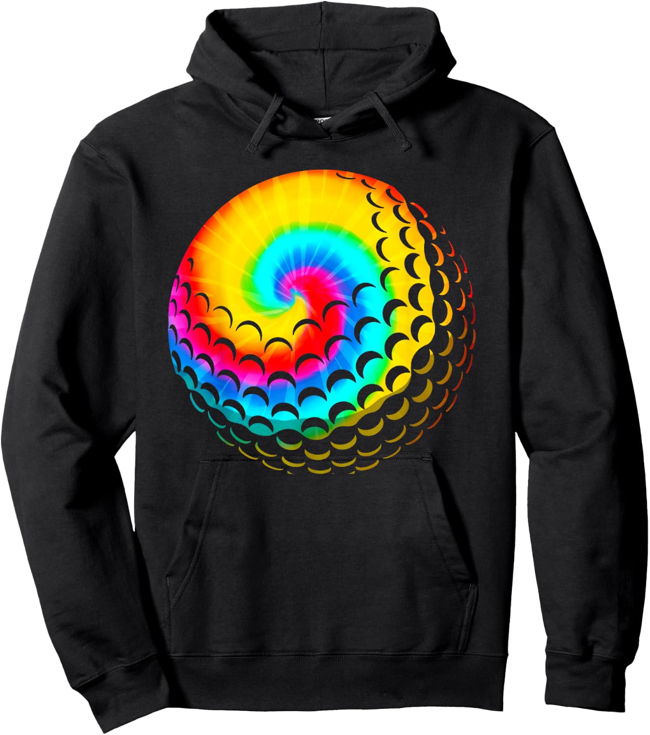 Cute Tie Dye Golf Gift Men Women Funny Rainbow Colored Ball Hoodie - Hoodie | Black