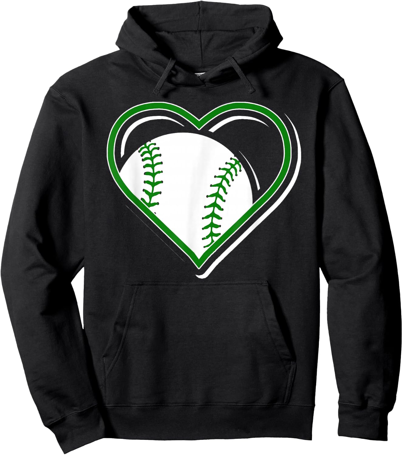 Green Baseball Heart for Baseball Lovers Hoodie - Hoodie | Black