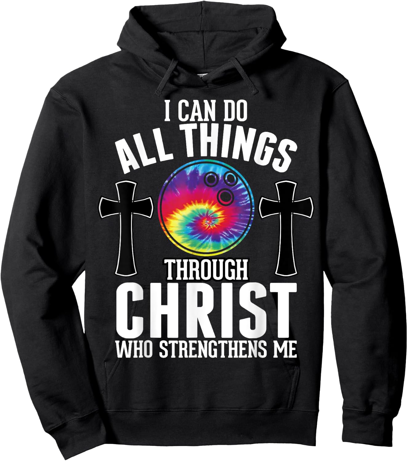 Christian Bowling Ball Fun Men Boys Religious Bible Verse Hoodie - Hoodie | Black
