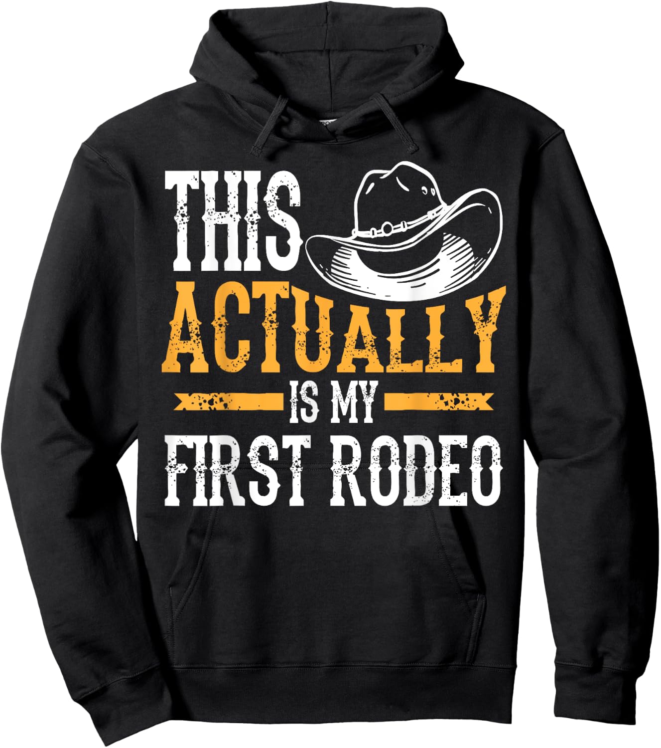 Cute Adult Children Animal Herder Humor Men Art | Cool This Actually Is My First Rodeo | Funny Cowboy Fan Gift Hoodie - Hoodie | Black