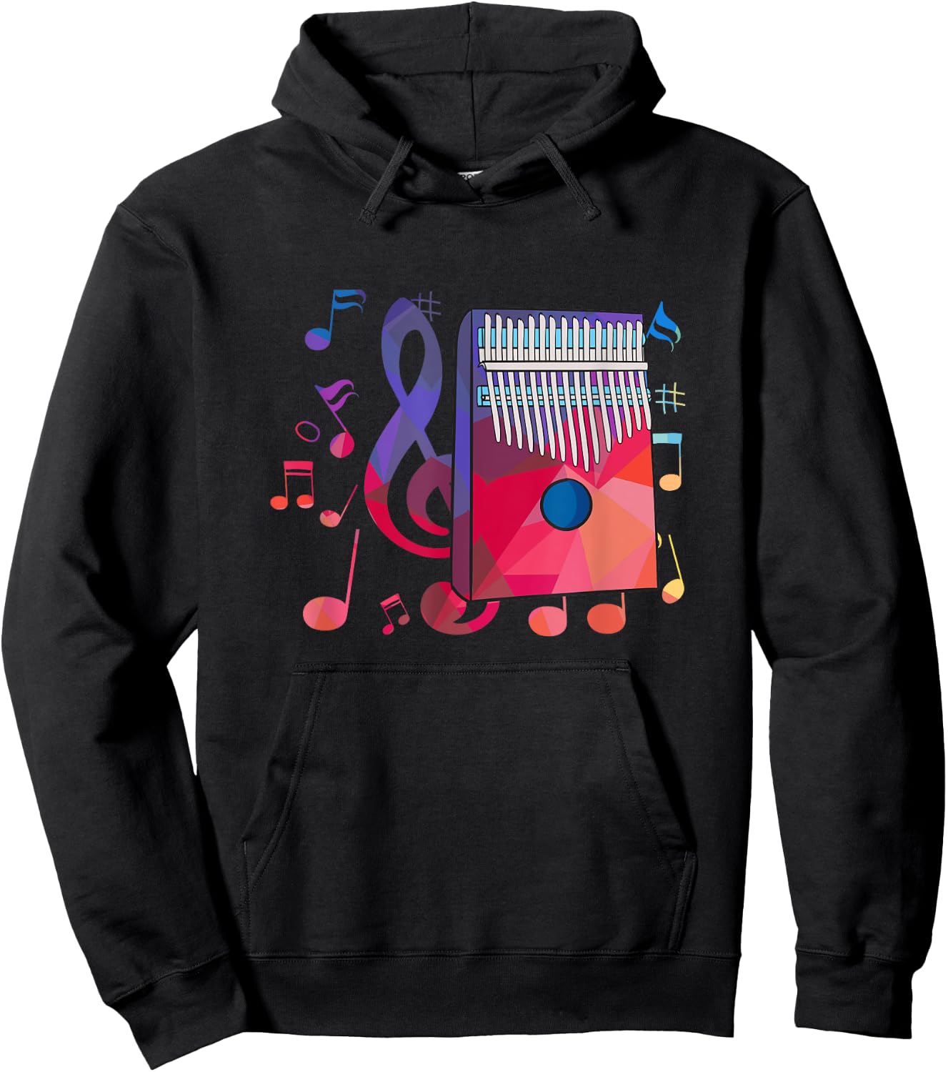 Colorful Idiophone Design for Kalimba Players Hoodie - Hoodie | Black