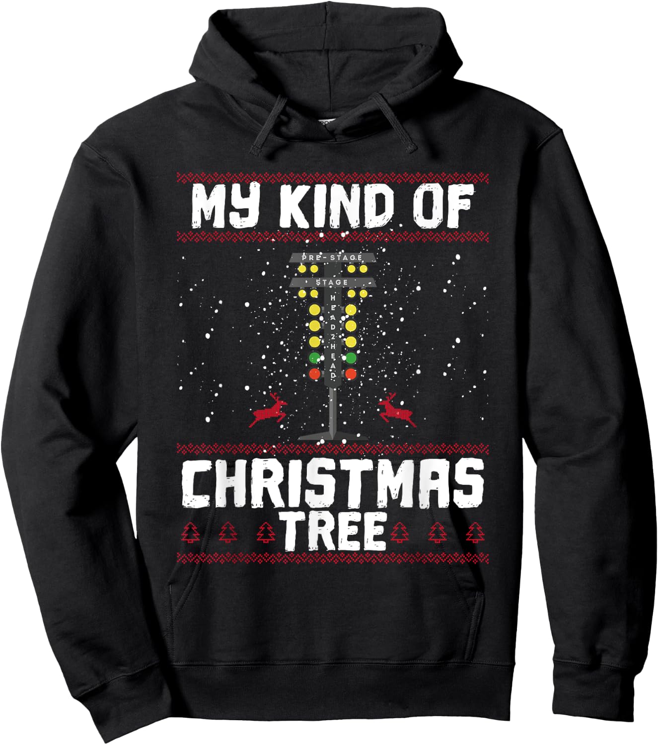 My Kind Of Christmas Tree Drag Racing Funny Xmas Racer Hoodie - Hoodie | Black