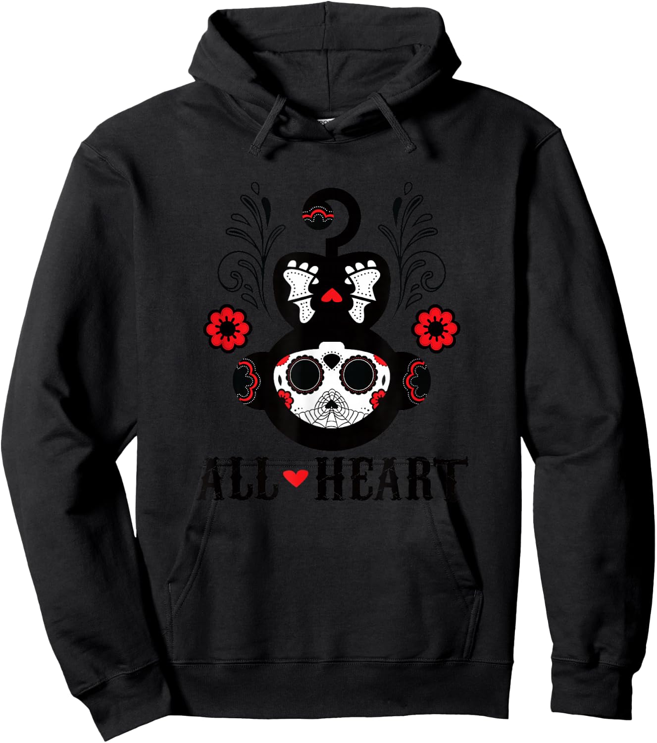 Skelanimals Marcy The Monkey All Heart Sugar Skull Floral Hoodie - Hoodie | Black