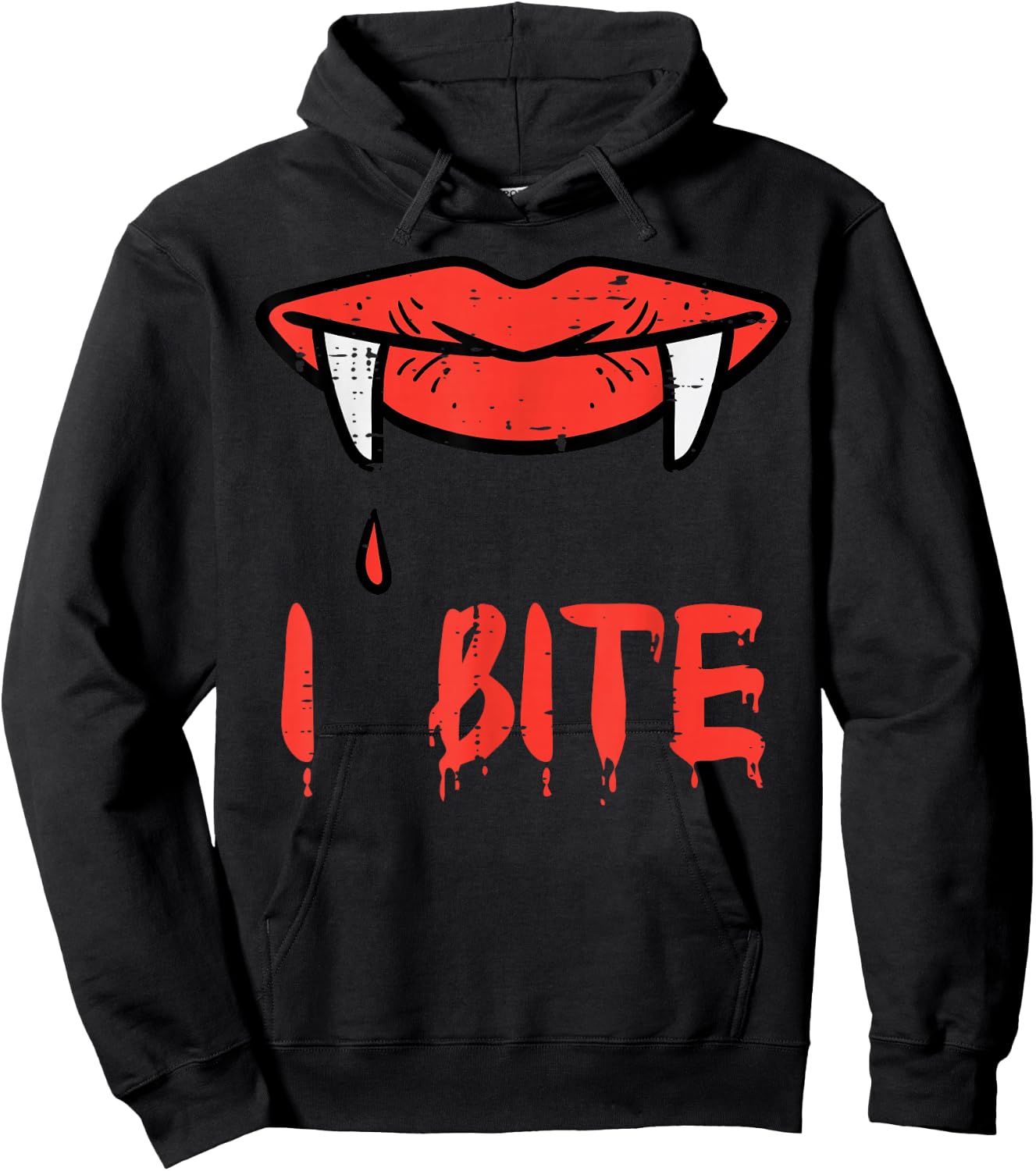 Halloween Vampire Lips I Bite Fangs Costume Women Girls Men Hoodie - Hoodie | Black