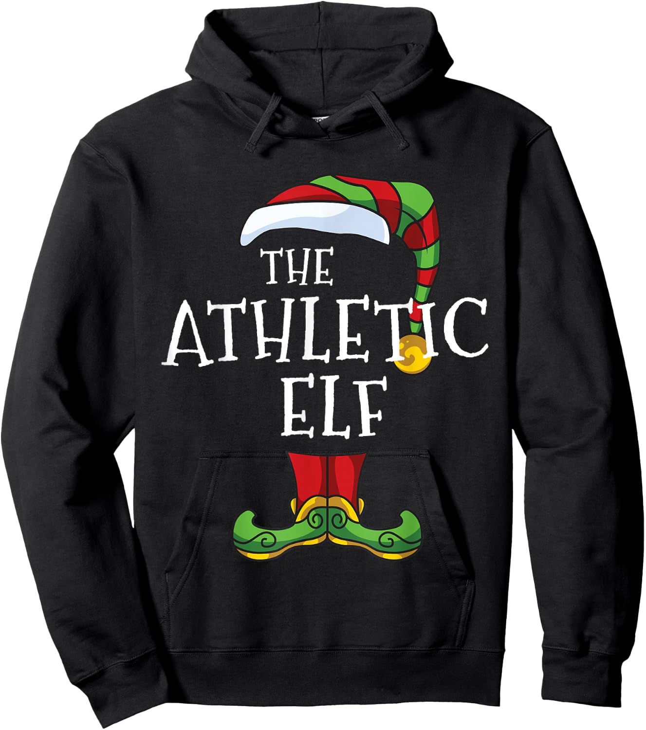 Athletic Elf Family Matching Christmas Group Funny Holiday Hoodie - Hoodie | Black