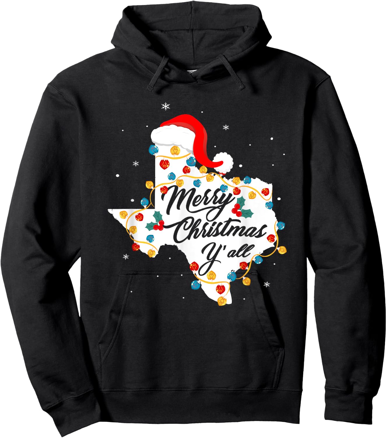 Merry Christmas Y'All Texas State Texan Holiday Men Women Hoodie - Hoodie | Black