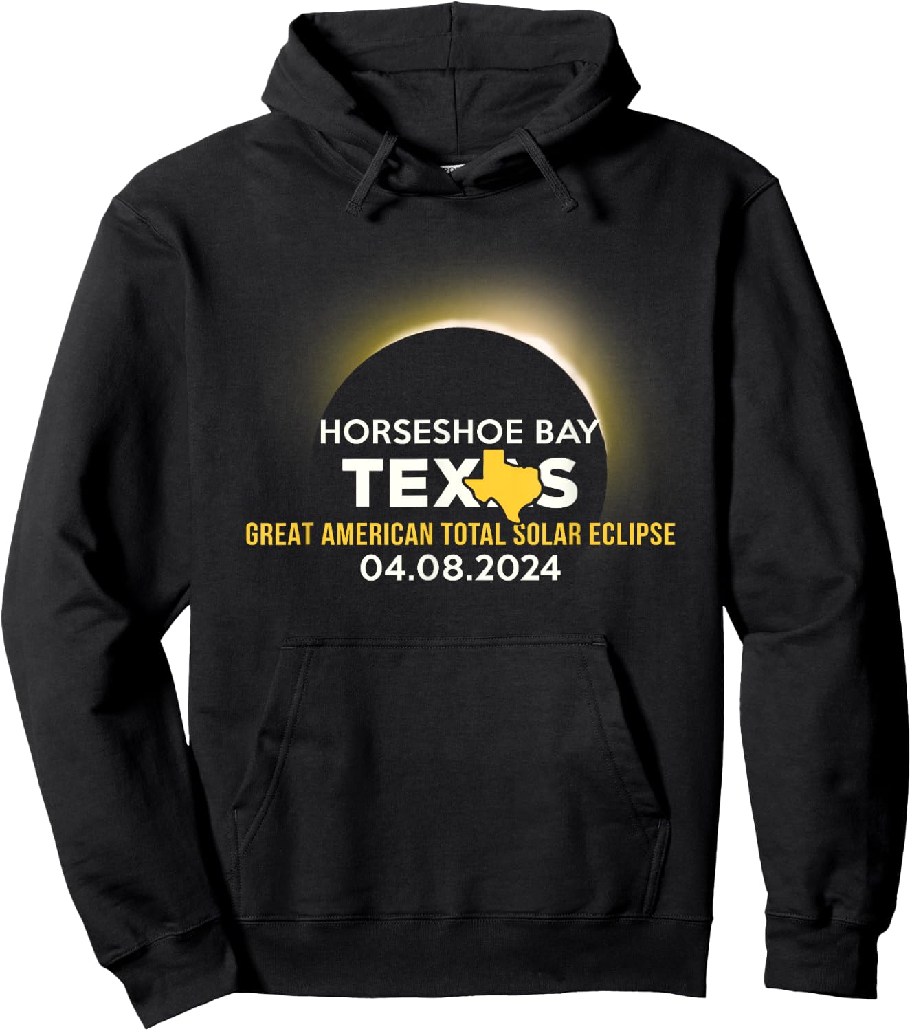 Horseshoe Bay, TX Texas Total Solar Eclipse 2024 Hoodie - Hoodie | Black