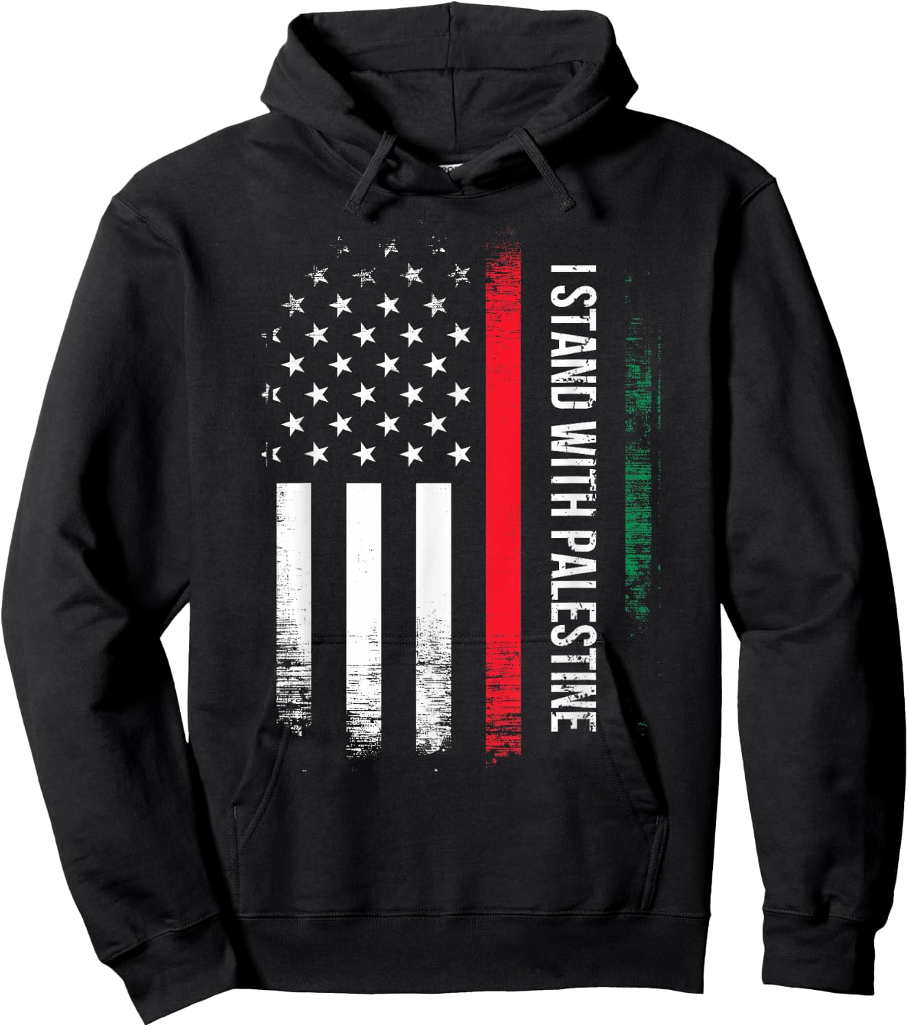 I Stand With Palestine American Flag Arabic Freedom Women Kids Men Hoodie - Hoodie | Black