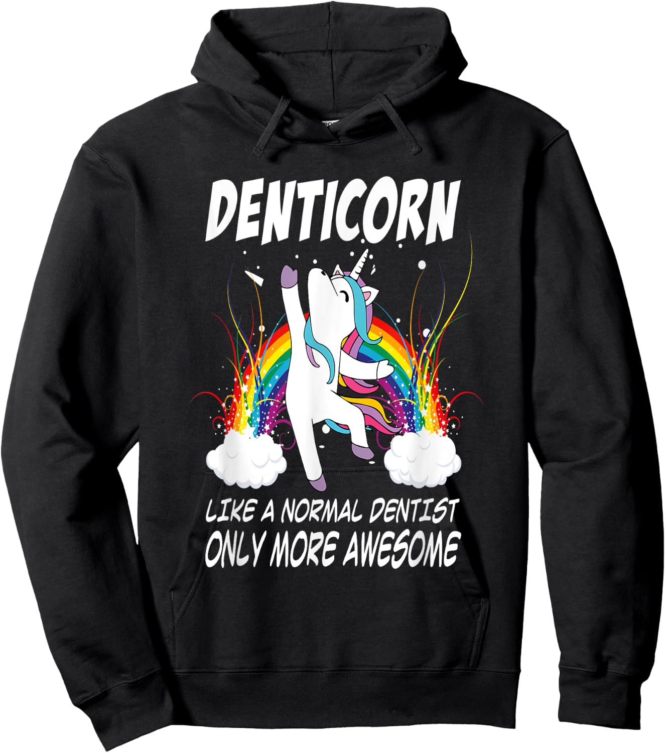 Denticorn Funny Dentist Gift Unicorn Dental Assistant Hoodie - Hoodie | Black