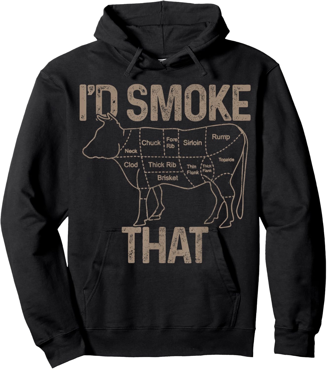 Chef Butcher Cook BBQ I'd Smoke That Cow Beef Funny Gift Hoodie - Hoodie | Black