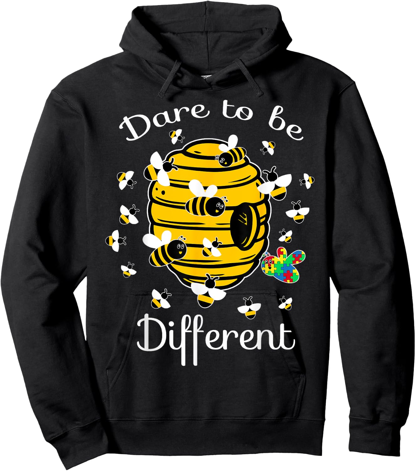 Dare To Be Different Bee Puzzle Cool Autism Awareness Gift Hoodie - Hoodie | Black