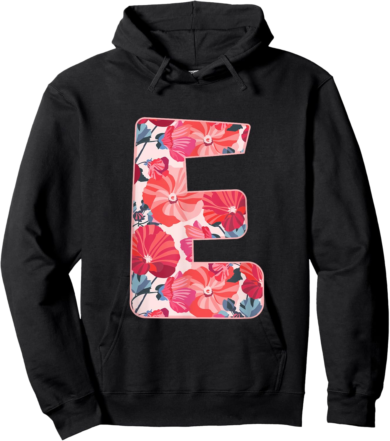 Letter E Alphabet First Name Vowels Flower Nature Gift Hoodie - Hoodie | Black