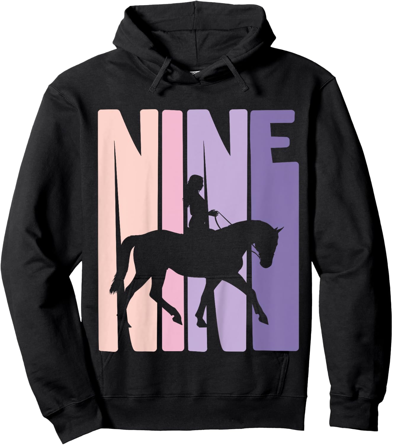 9th Birthday Gift Horse Rider Fan 9 Years Girls Hoodie - Hoodie | Black