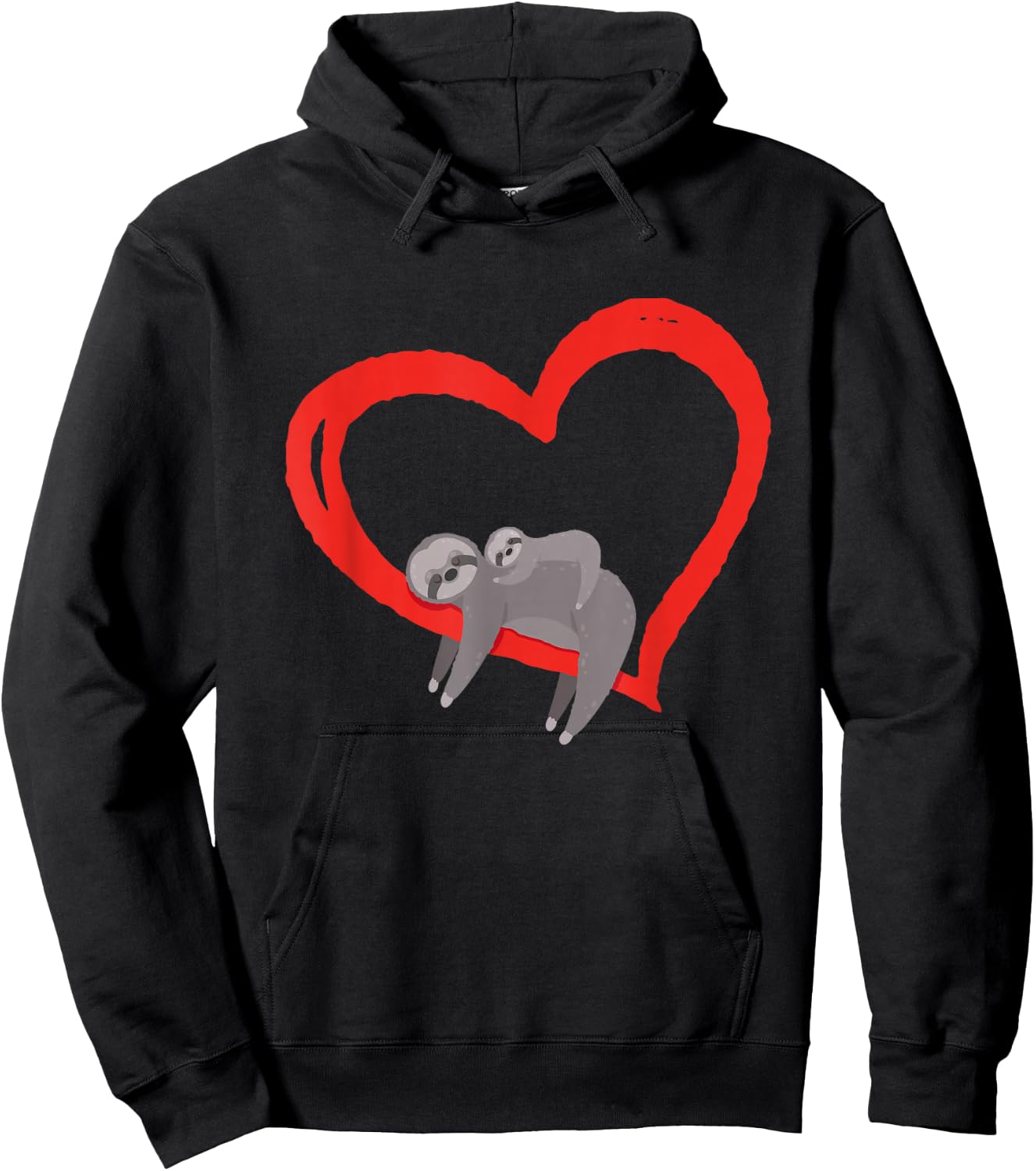 Sloth Valentine's Day, Women's Sloths Valentine's Day Heart Hoodie - Hoodie | Black
