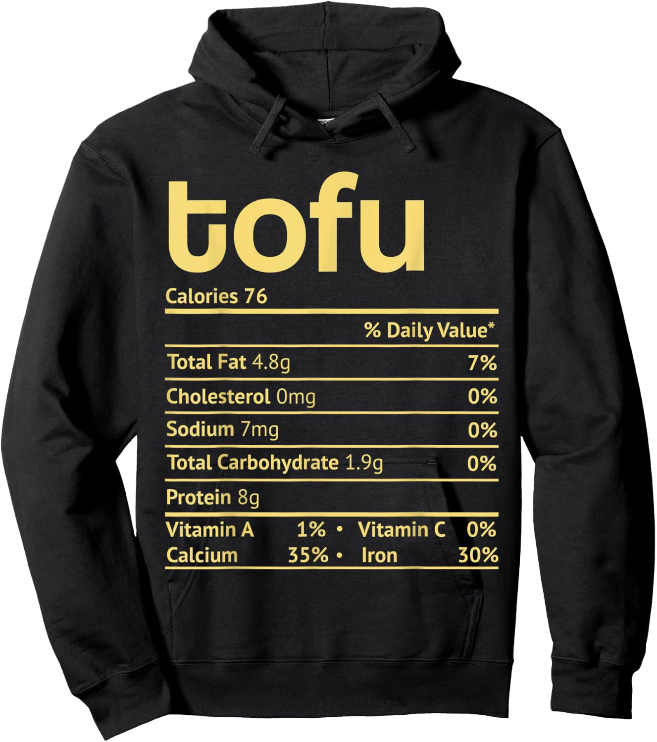 Tofu Nutrition Facts Funny Thanksgiving Christmas Food Hoodie - Hoodie | Black
