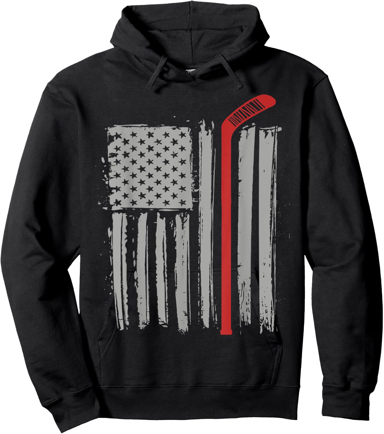 Ice Hockey American Flag Winter USA Women Kids Men Hoodie - Hoodie | Black