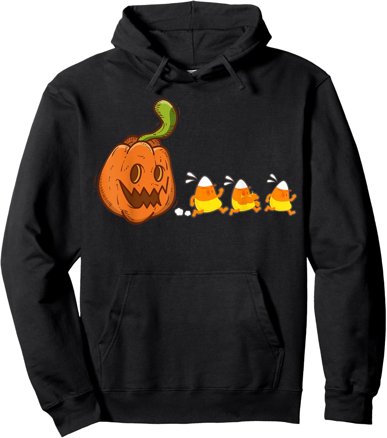 Pumpkin Ghost Eating Candy Corn Video Game Halloween 2020 Hoodie - Hoodie | Black