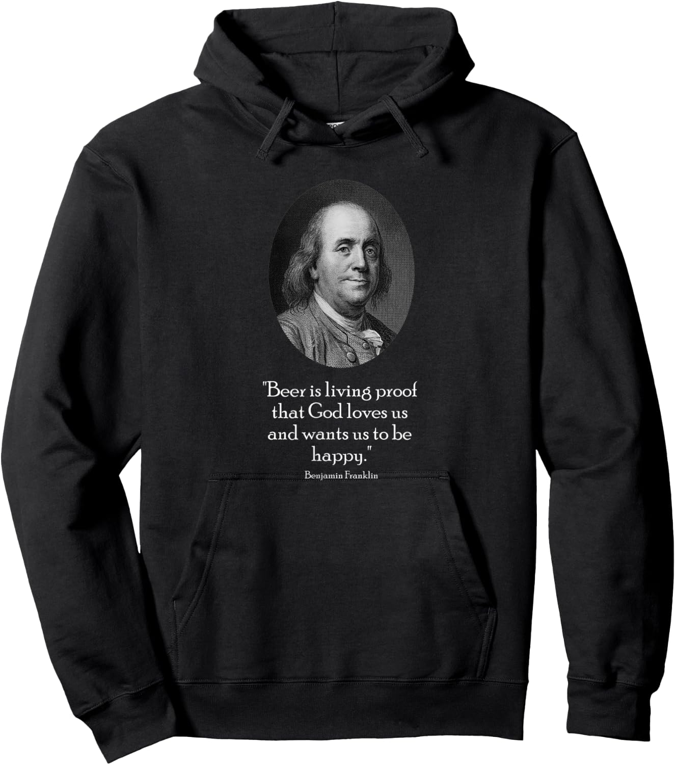 Ben Franklin and Quote About Beer Hoodie - Hoodie | Black
