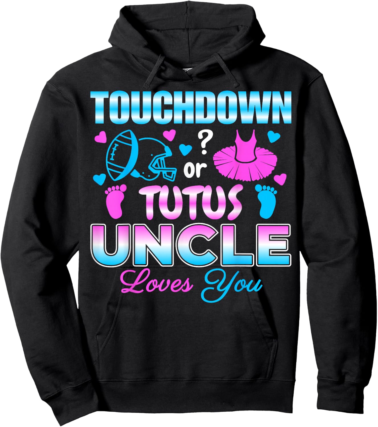 Touchdown or Tutus Uncle Baby Shower Gender Reveal Party Hoodie - Hoodie | Black