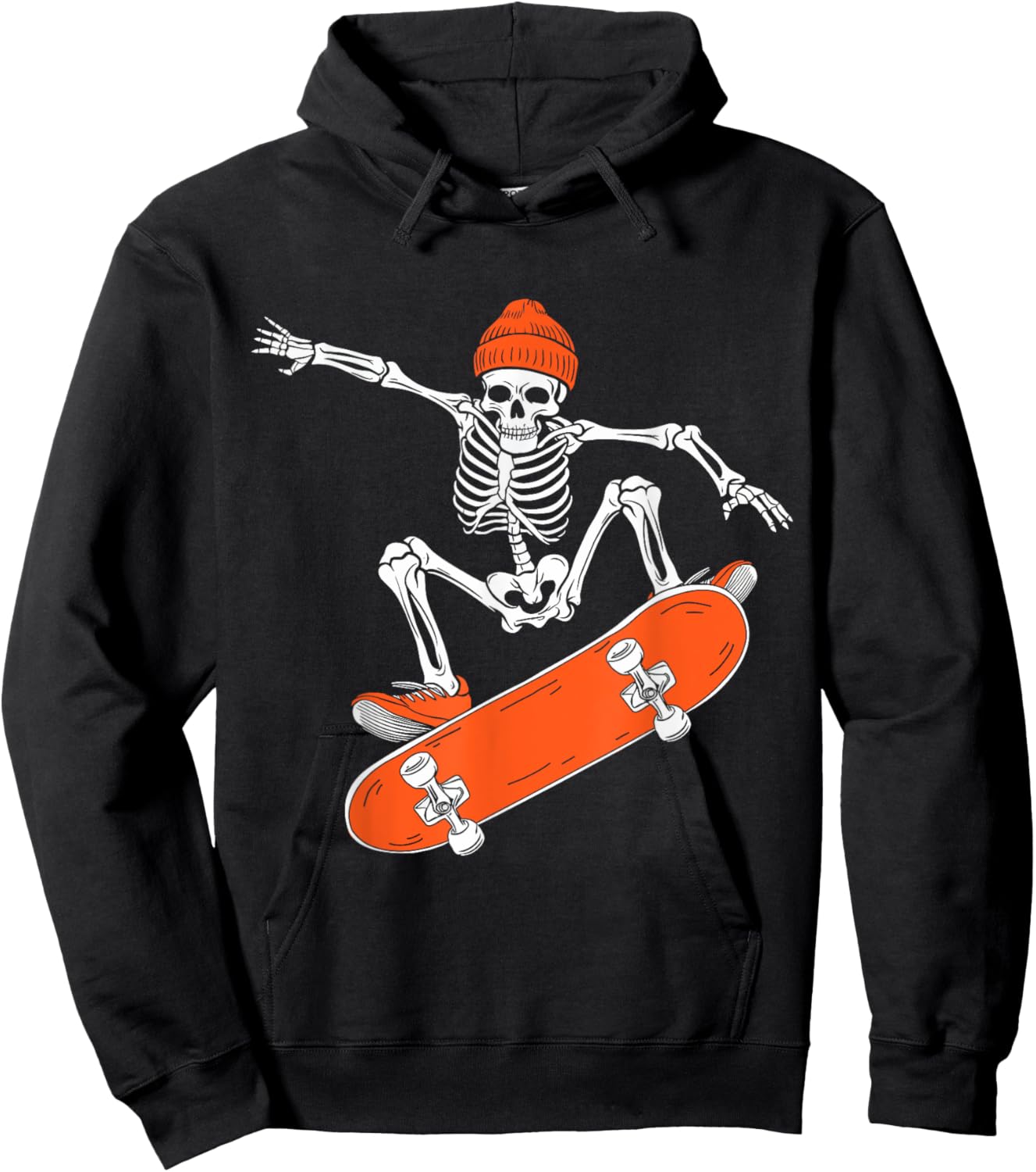Skateboarding Skeleton Riding Skateboard Halloween Skater Hoodie - Hoodie | Black