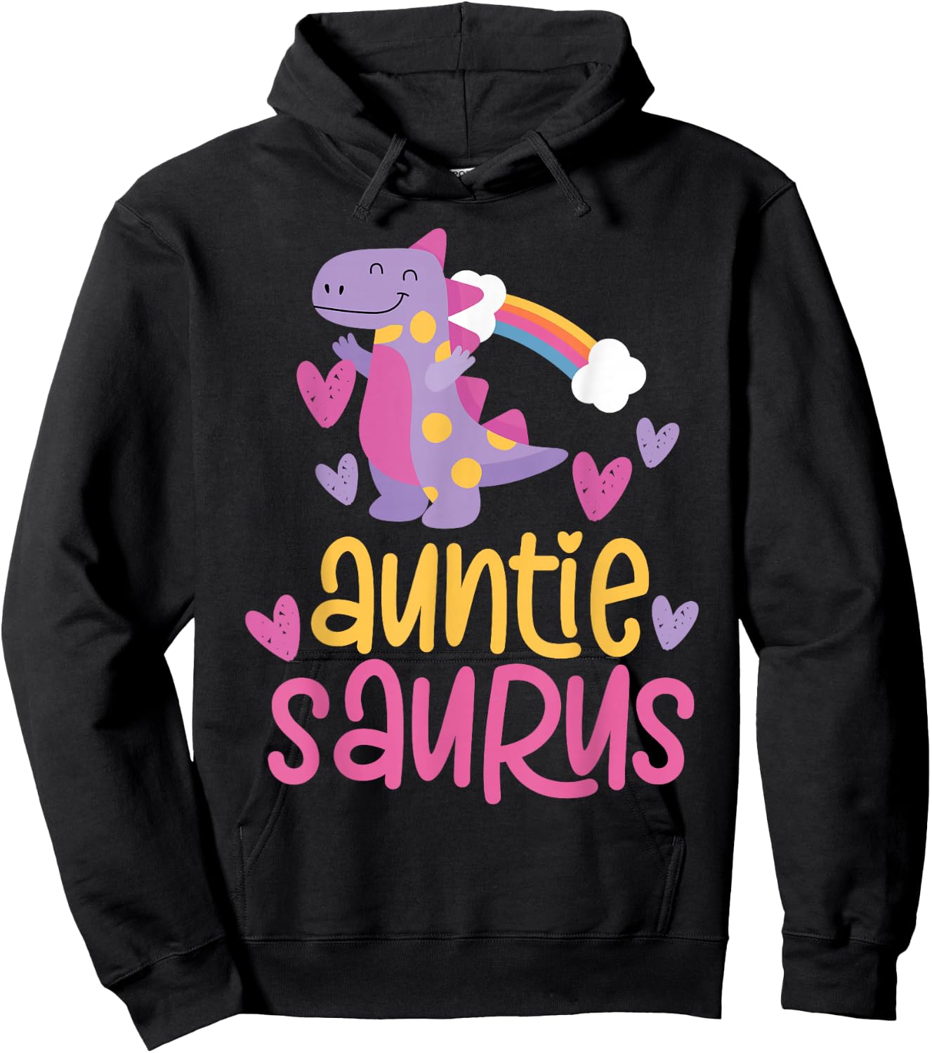 Auntie Saurus Rex Dinosaur Aunt Hoodie - Hoodie | Black