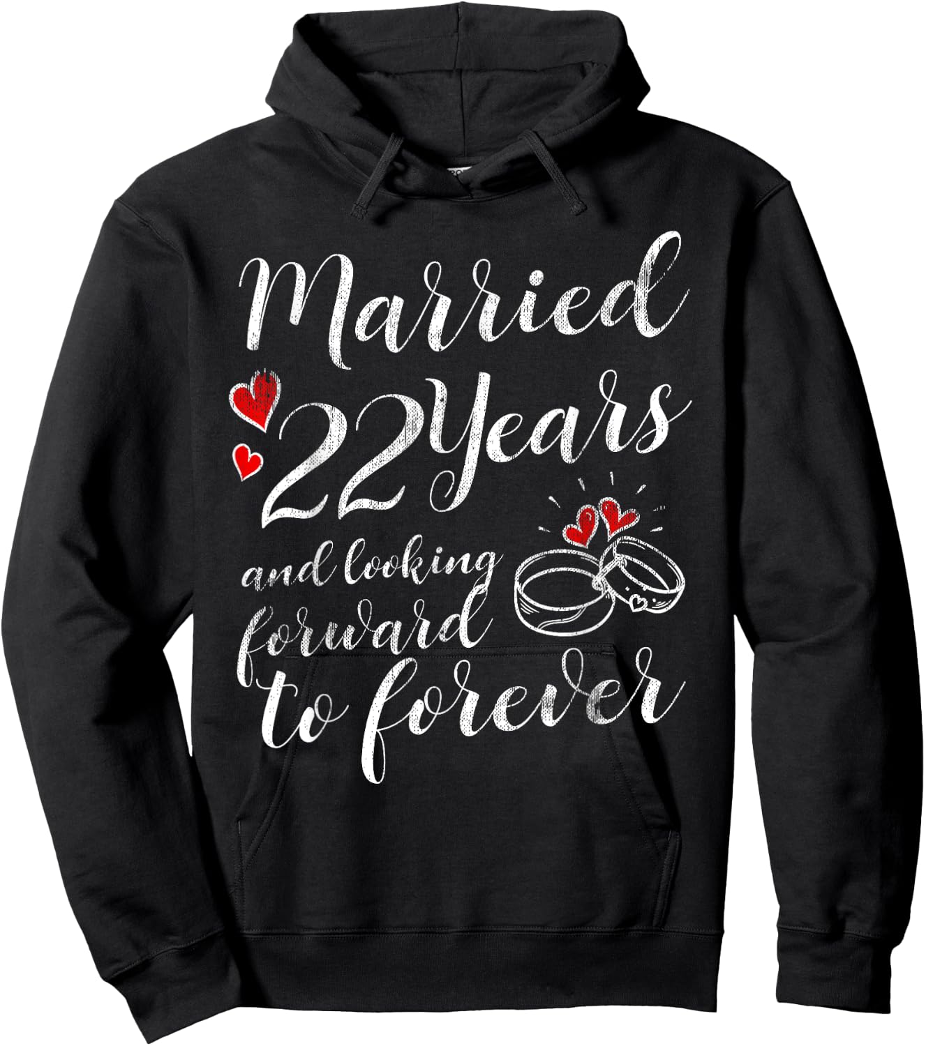 22 Year Wedding Anniversary Him Her Just Married 22 Years Hoodie - Hoodie | Black