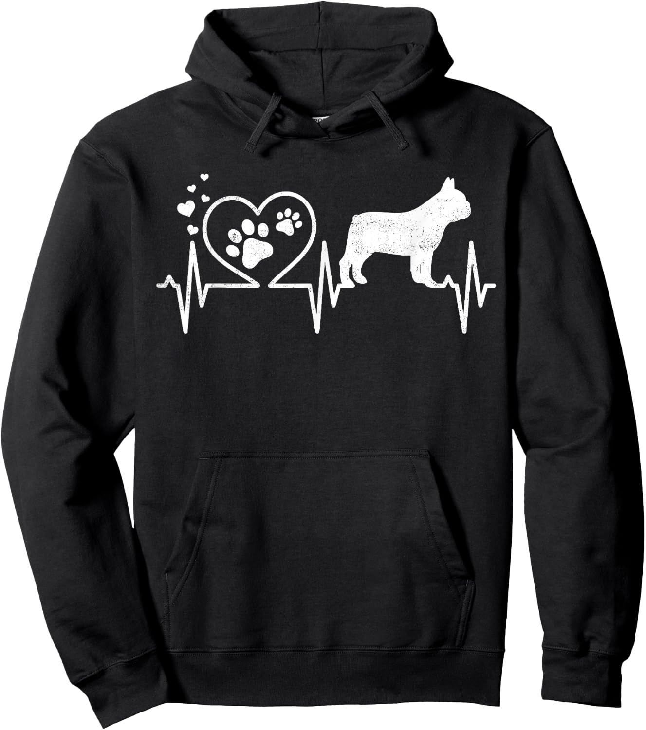 Frenchie French Bulldog Mom Mom Dad Heartbeat Women Kids Hoodie - Hoodie | Black