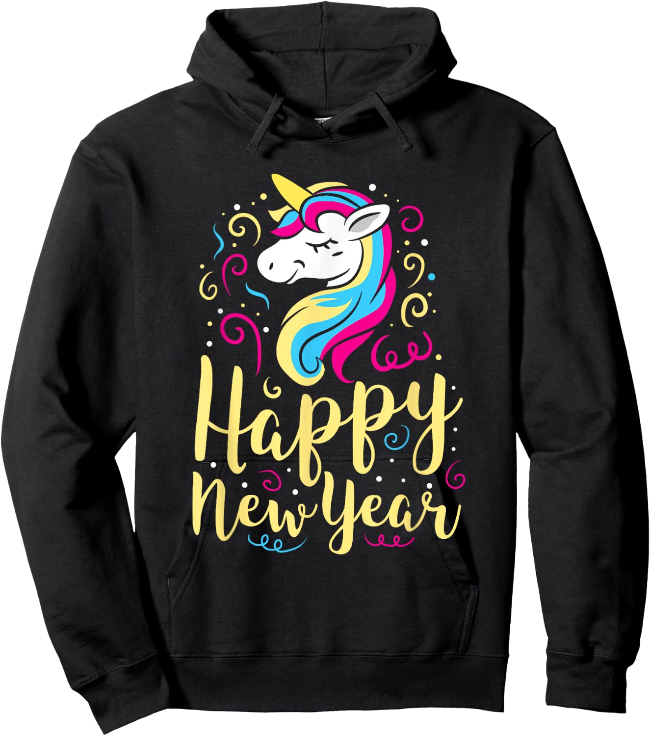Happy New Year Unicorn New Years Eve Party Hoodie - Hoodie | Black