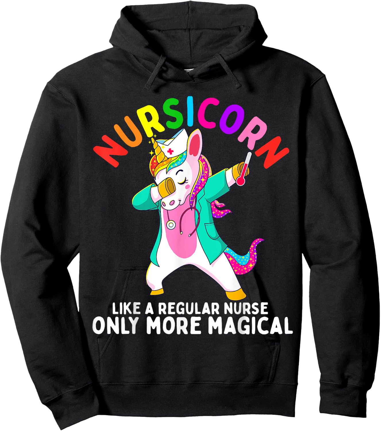Unicorn Nurse Funny Nursicorn Rainbow Nursing RN Gift Women Hoodie - Hoodie | Black