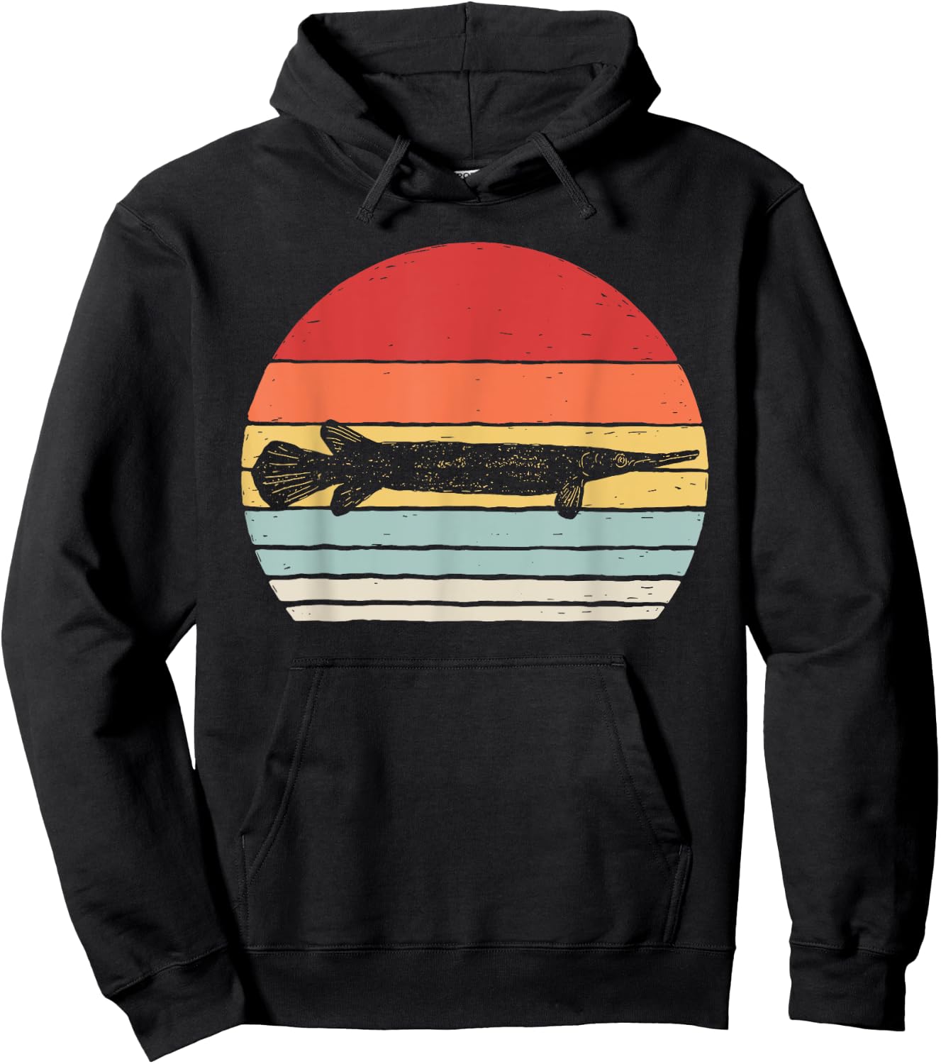 Catch Some Rays Vintage Retro Gar Fish Graphic - Black, Small Hoodie - Hoodie | Black