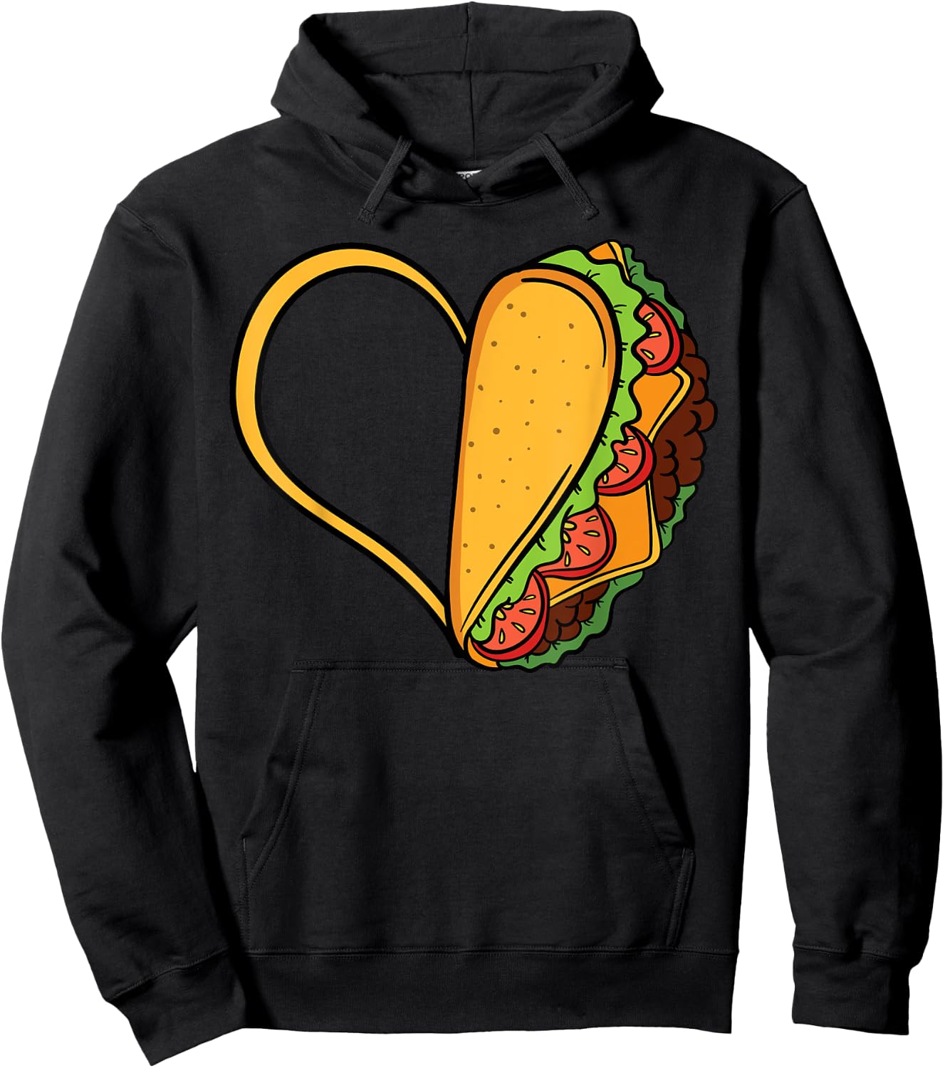 Tacos Heart Mexican Dish Street Food Chili Taquitos Flautas Hoodie - Hoodie | Black